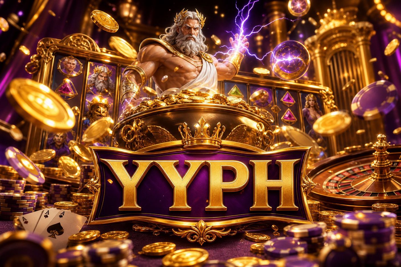 Ilustrasi permainan Fortune Gems di YYPH dengan simbol permata dan gulungan berputar
