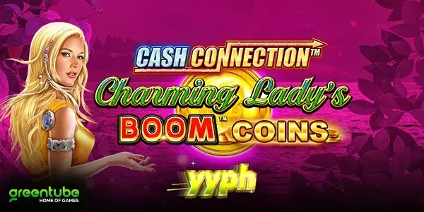 Tampilan layar utama game slot Cash Connection Charming Lady’s Boom Coins
